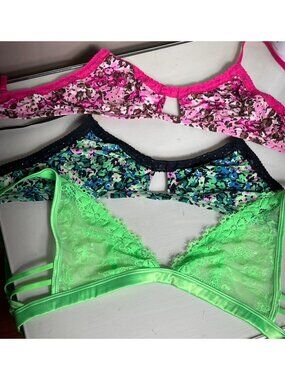 Aerie Real Good 3 Bras Bundle No Wire Thin Unlined Colorful Intimates Womens S/P